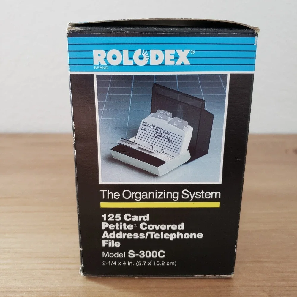 Vintage Rolodex S-300C Black Contact Organizer with Card Dividers - 1989